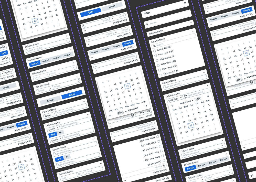 Unified grid filter, date picker and column components
