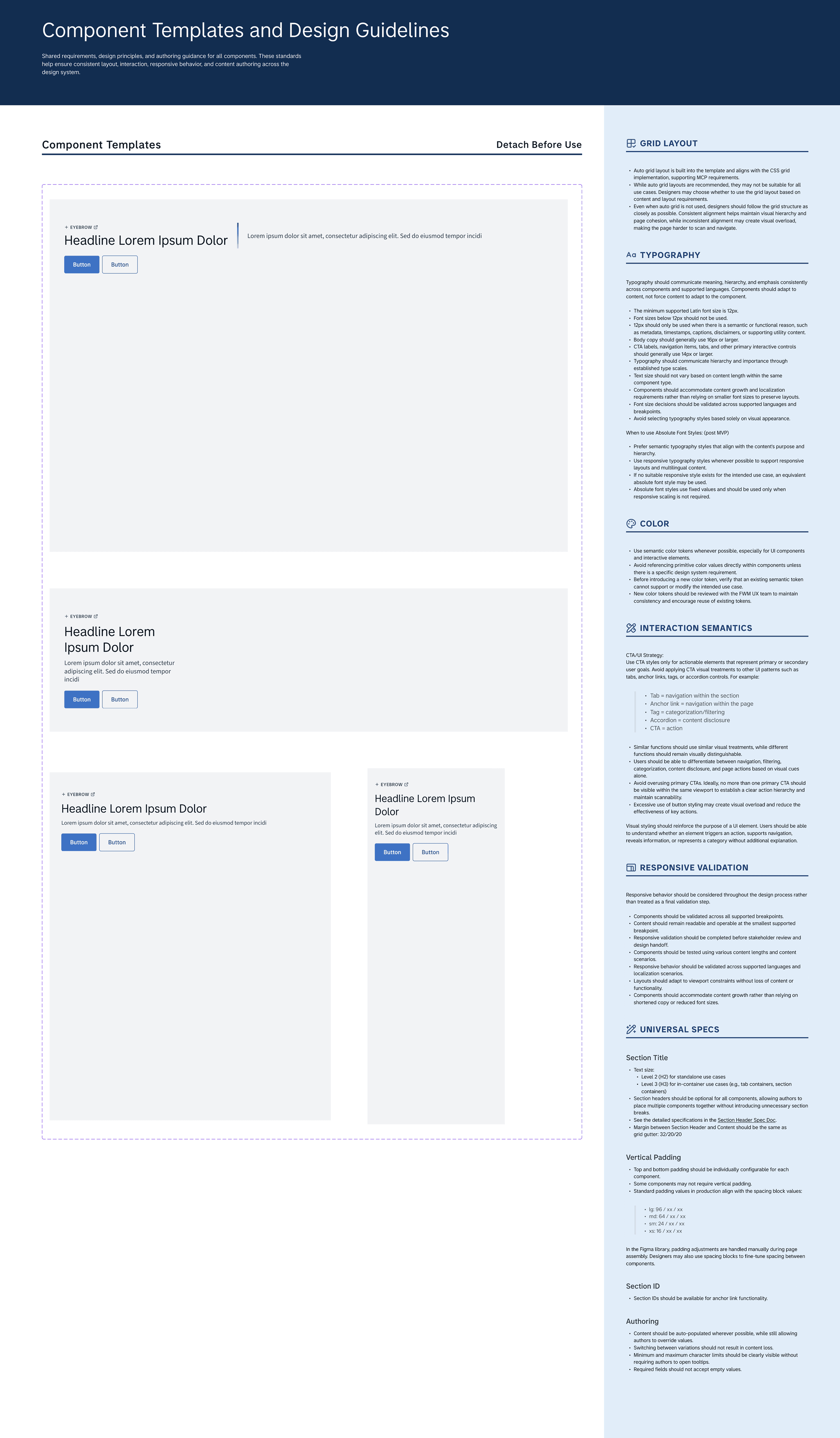 Component Templates and Design Guidelines